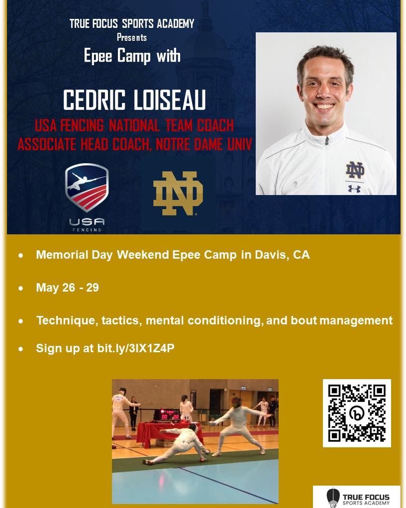 Original TFSA Memorial Day 2023 épée camp poster featuring Cedric Loiseau