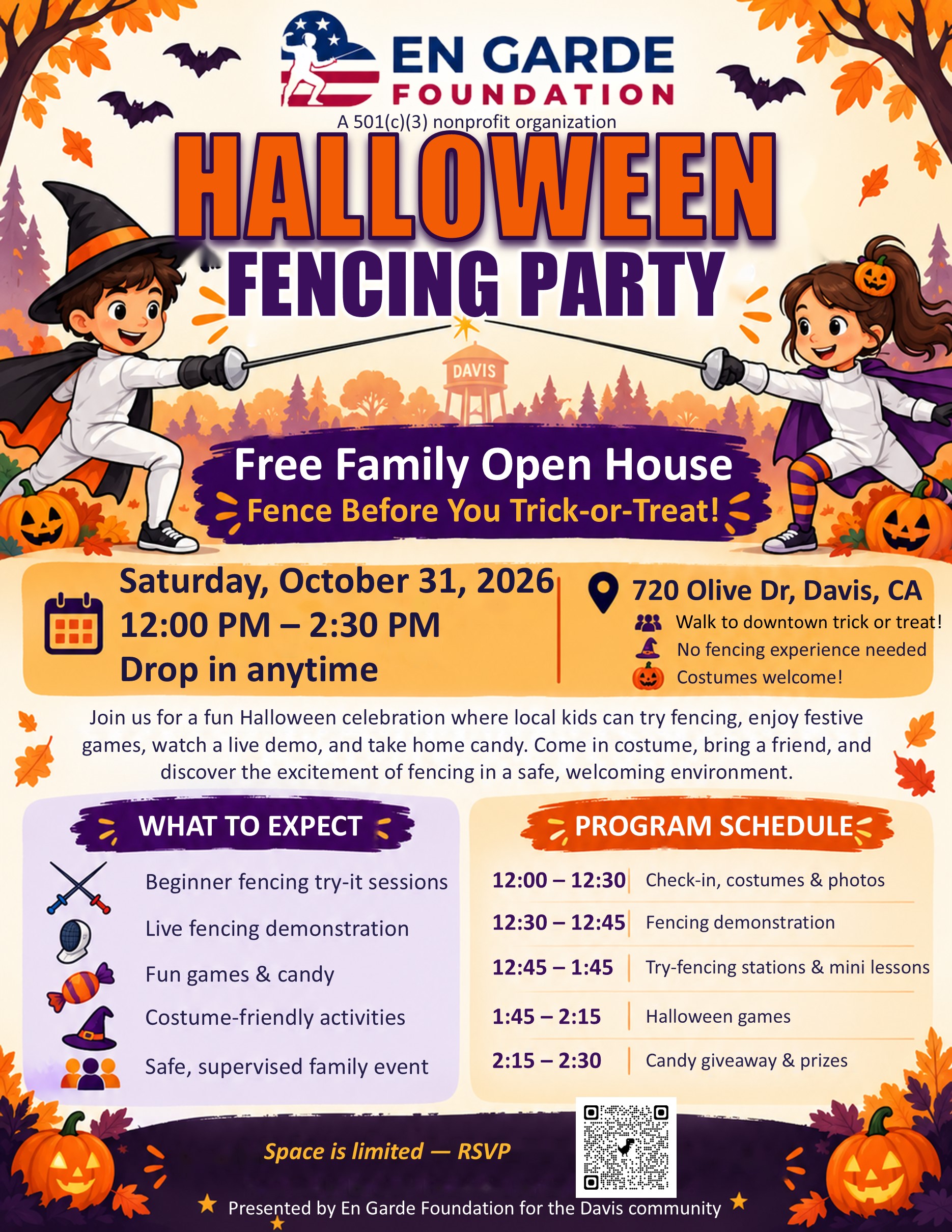 Halloween Fencing Party English flyer