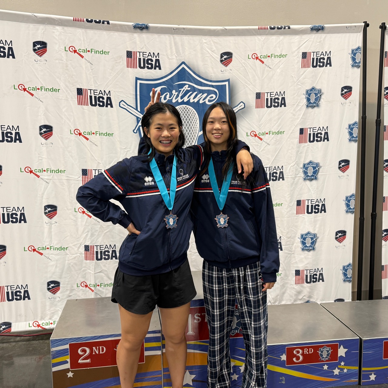 Jessie Wang and Chenyu Xu after the Fortune competition