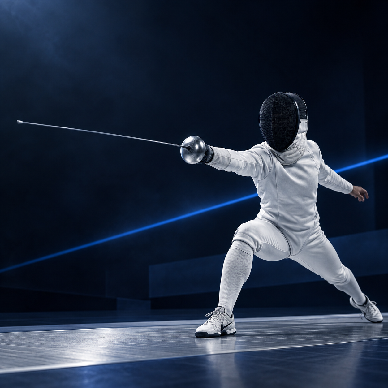Editorial illustration of an épée fencer in action